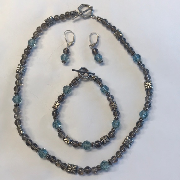 Set - necklace bracelet and earrings SS and beads